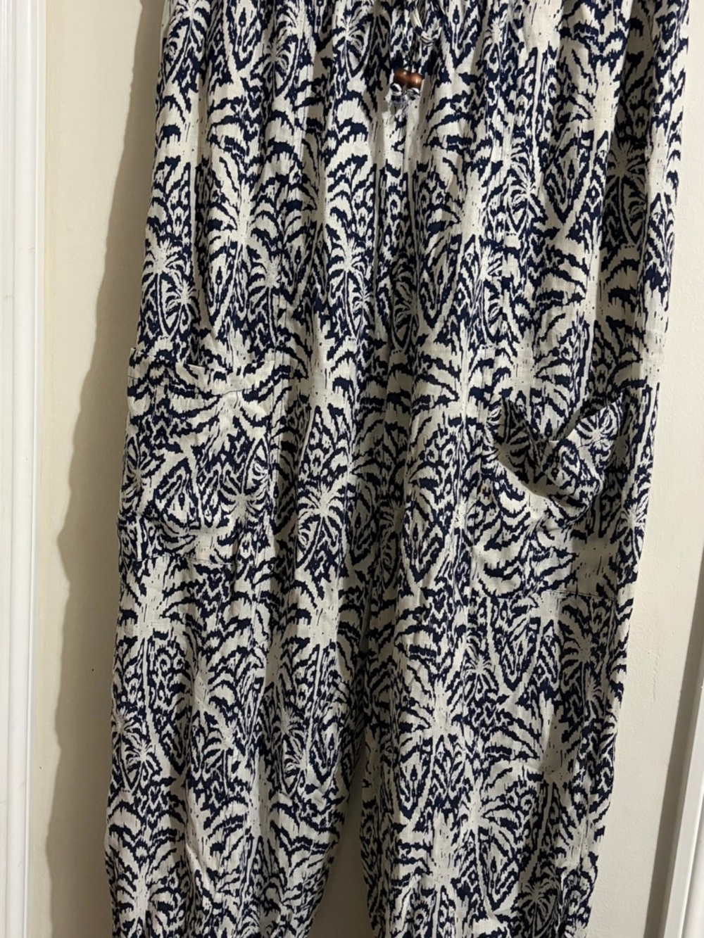 Panama Jack Navy and White Maxi Skirt with Ikat Print
